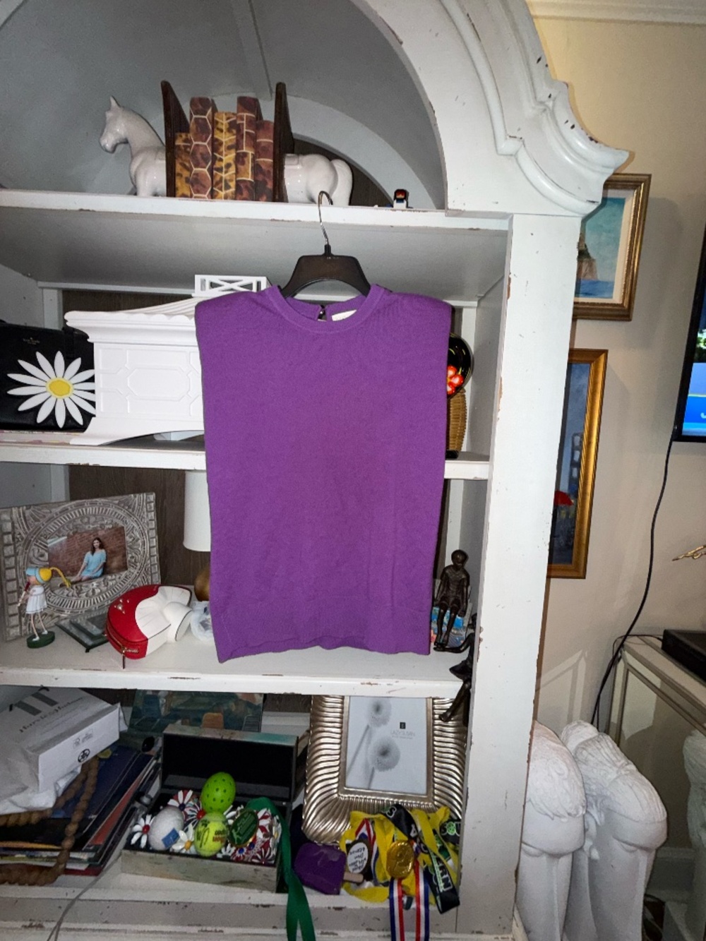 Ronny Kobo Xs purple sleeveless purple Jaitlin cashmere blend sweater charisma - Picture 3 of 7
